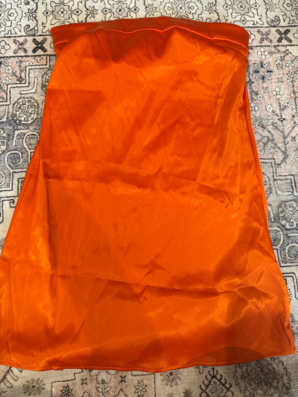 SHEIN Strapless Satin Dress in Bold Orange
